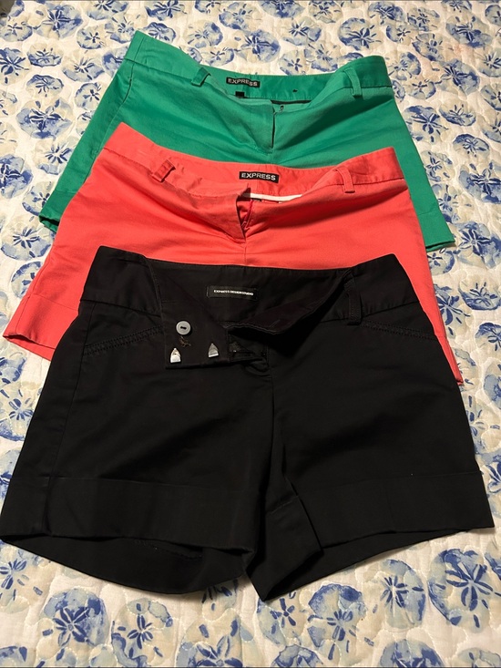 Express Pants - Express Women’s Shorts Trio in Black, Coral, and Green